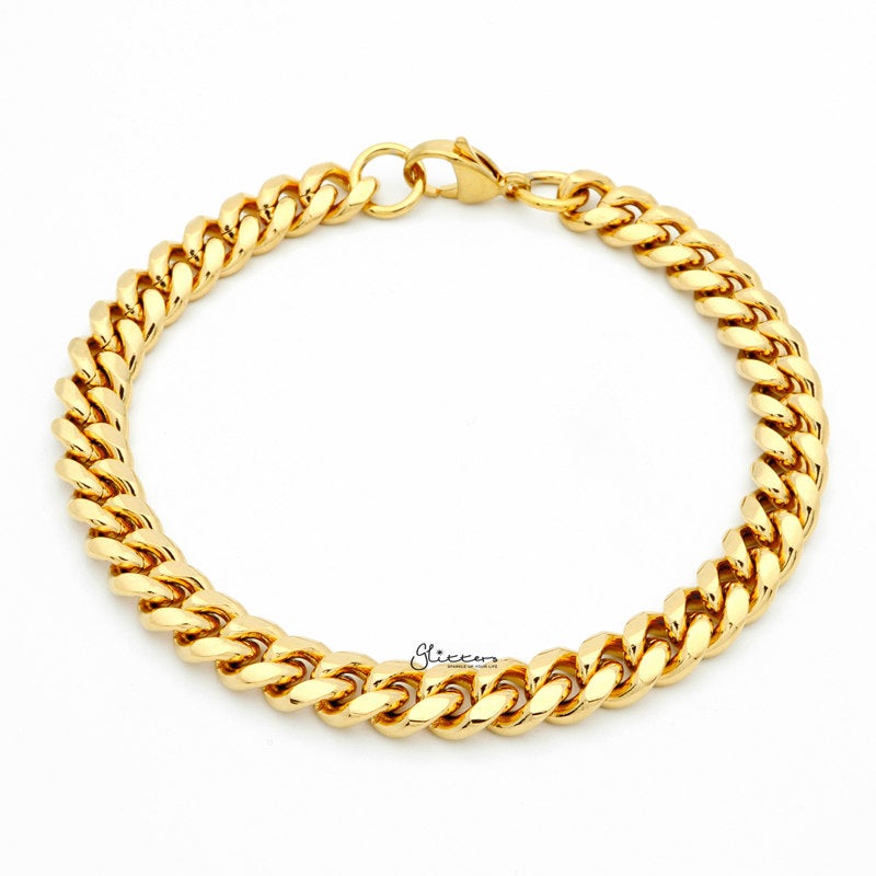 Gold Plated 8mm Stainless Steel Miami Cuban Curb Chain Bracelet