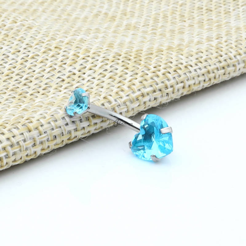 Heart Shape C.Z Belly Button Ring – Aqua