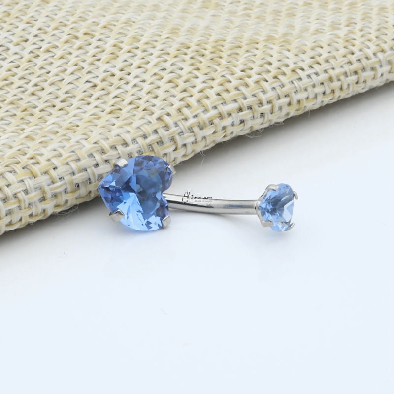 Heart Shape C.Z Belly Button Ring – Blue