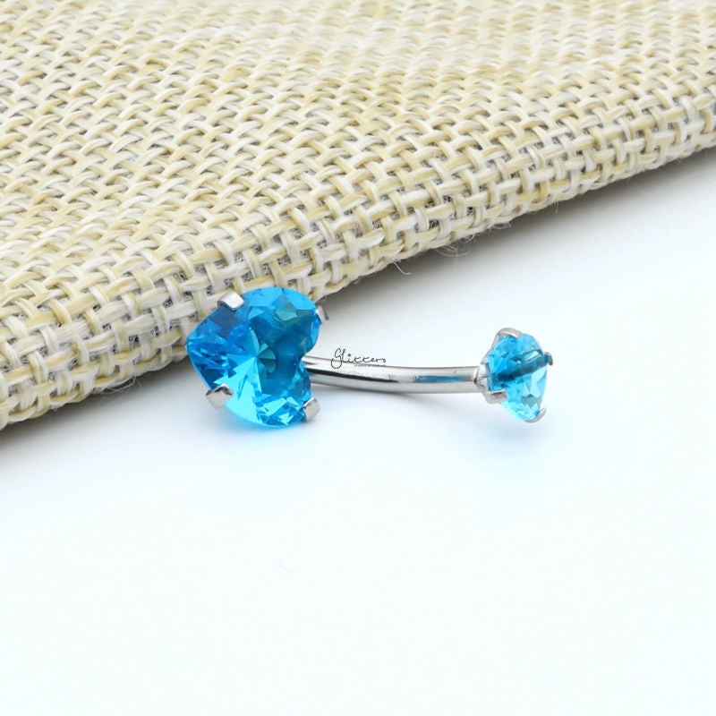 Heart Shape C.Z Belly Button Ring – Light Blue
