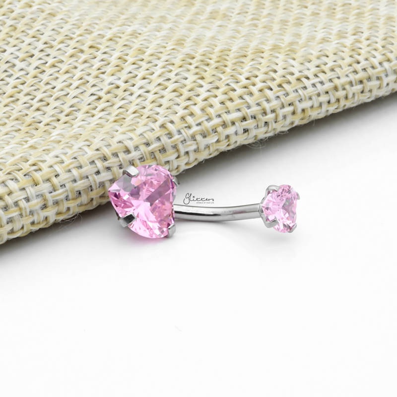 Heart Shape C.Z Belly Button Ring – Pink