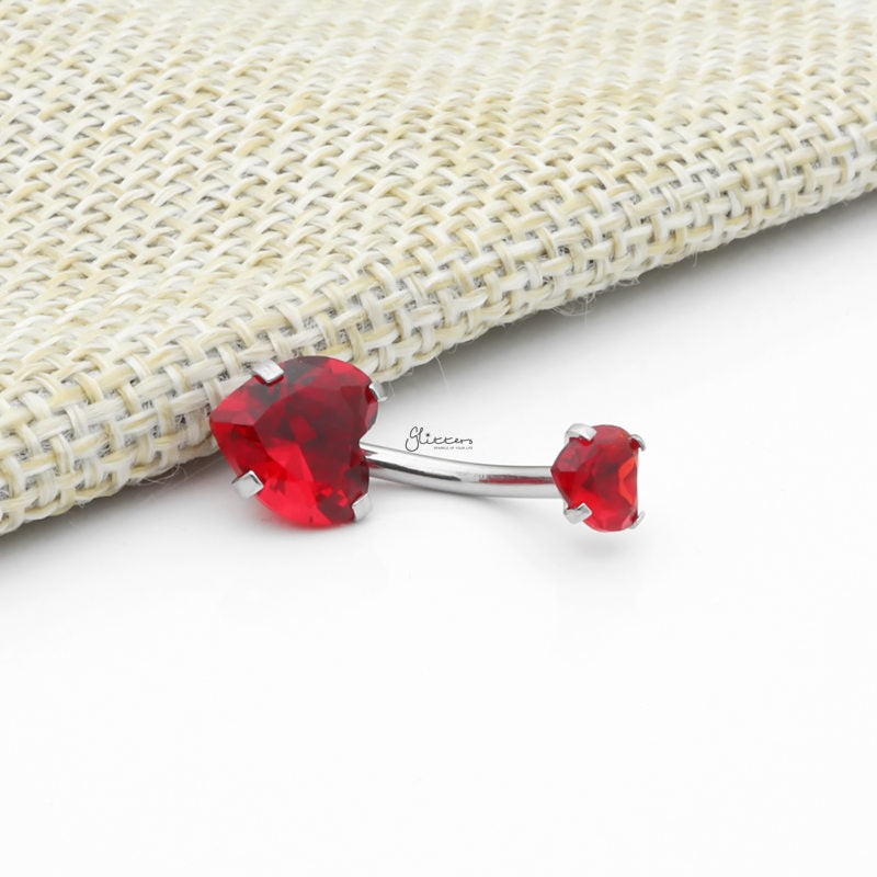 Heart Shape C.Z Belly Button Ring – Red