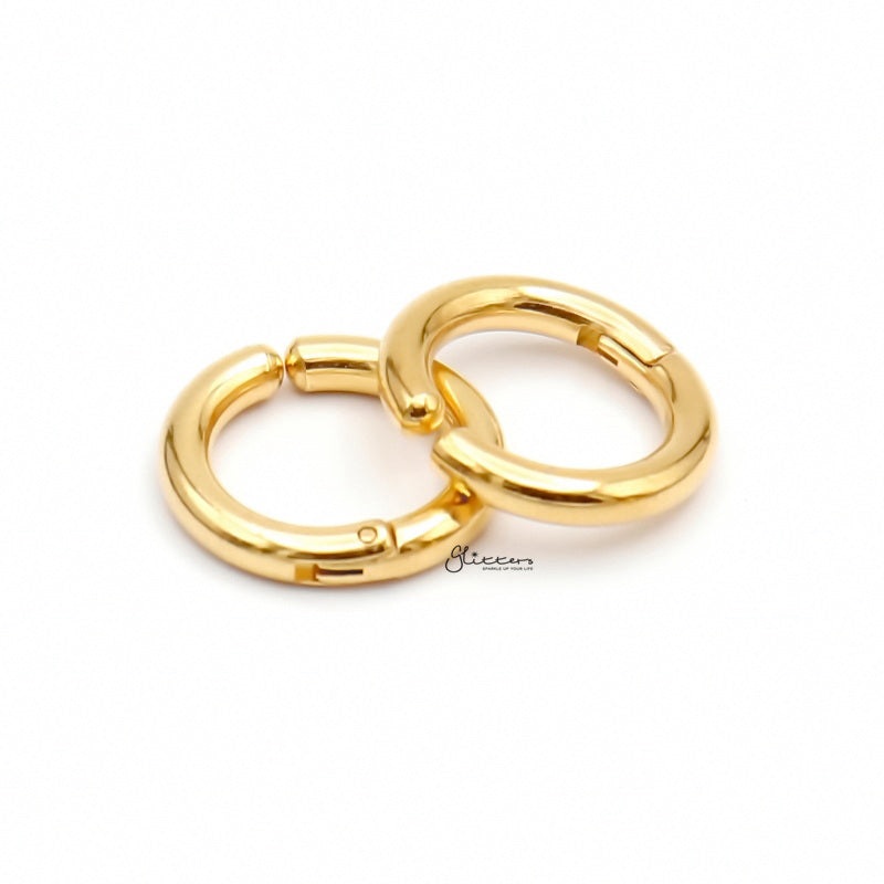 Non-Pierced Stainless Steel Clip On Round Hoop Earrings – Gold