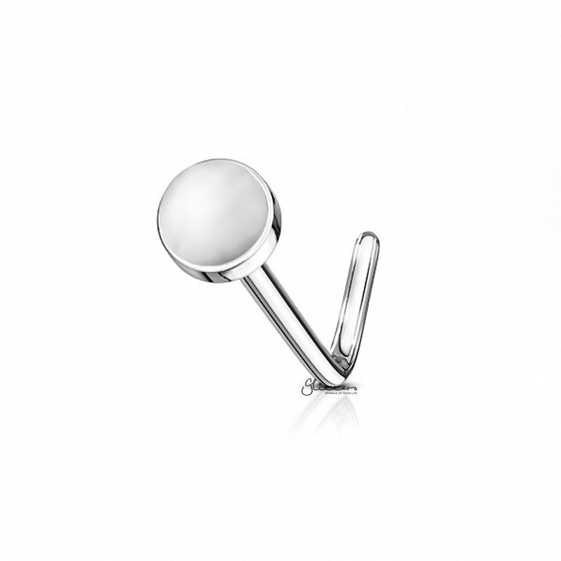 Opalite Stone Set L Bend Nose Stud Ring