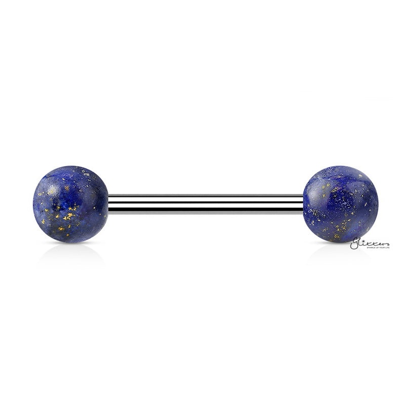 Sodalite Blue Stone Balls Straight Barbell – Tongue | Nipple 12mm