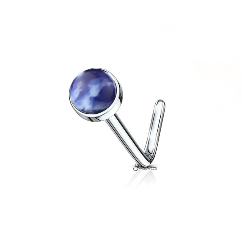 Sodalite Blue Stone Set L Bend Nose Stud Ring