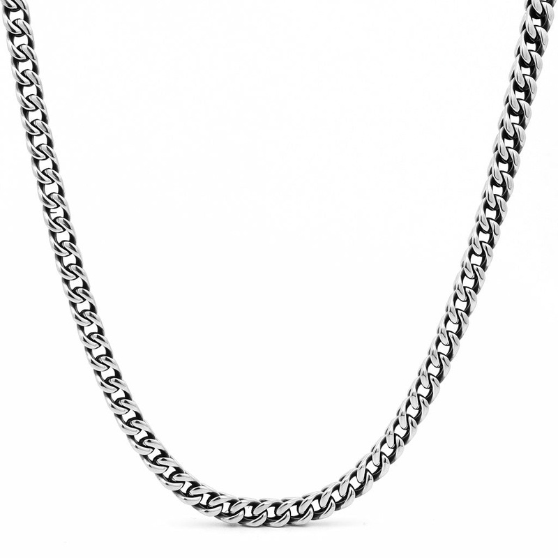 6mm Square Franco Link Chain Necklace – Gunmetal Black