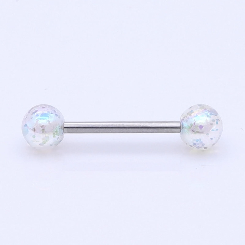 AB Coating Over Splash Acrylic Balls Tongue Barbell – AB