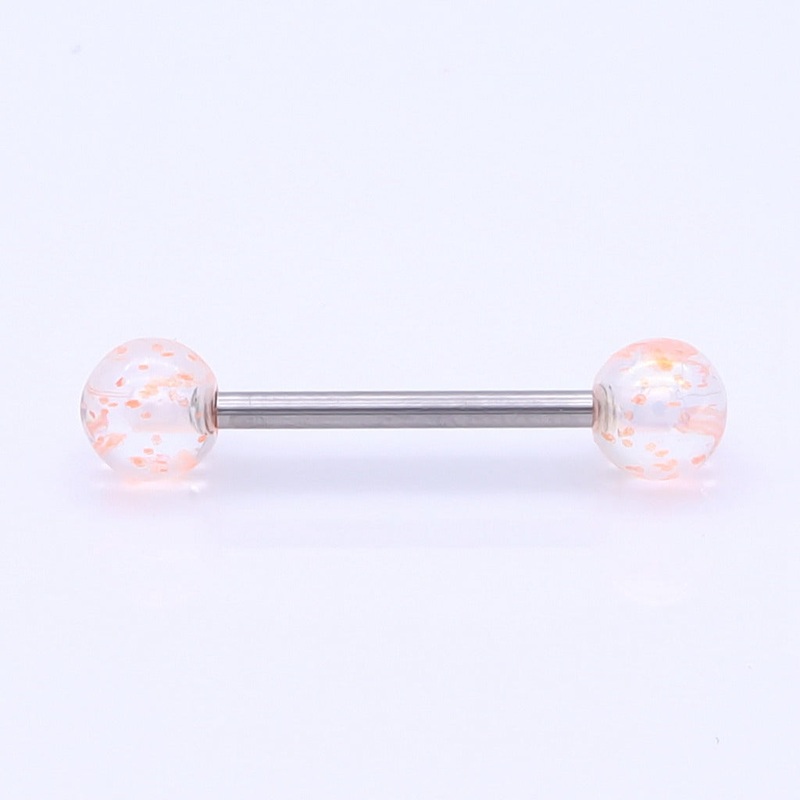 AB Coating Over Splash Acrylic Balls Tongue Barbell – Orange