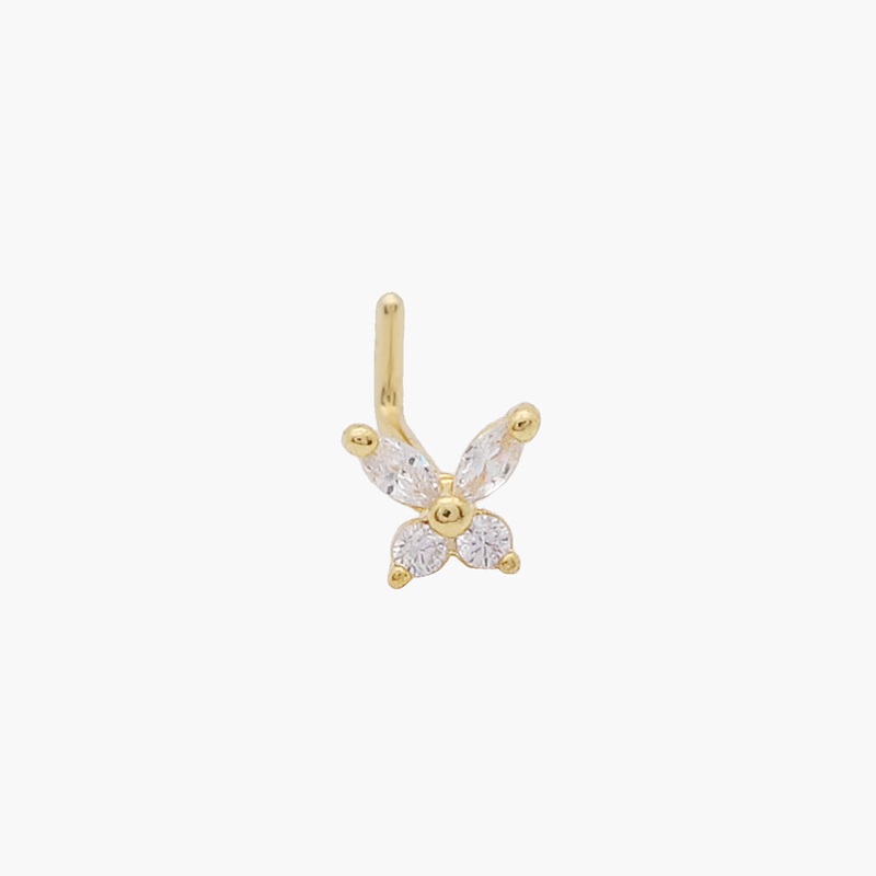 C.Z Butterfly L Bend Nose Stud – Gold