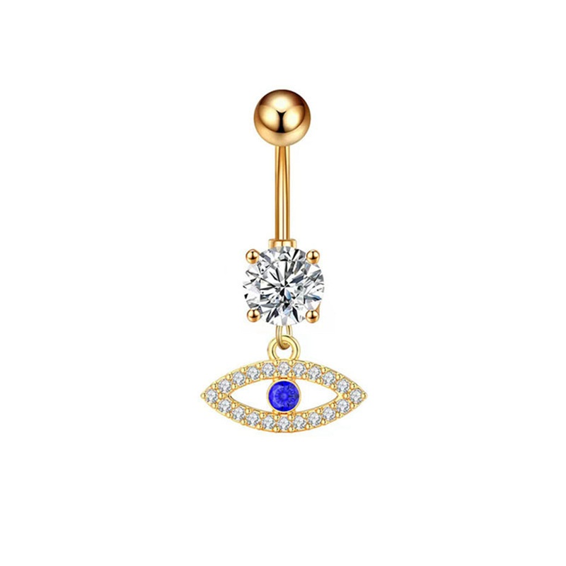 Evil Eye Belly Button Ring – Gold