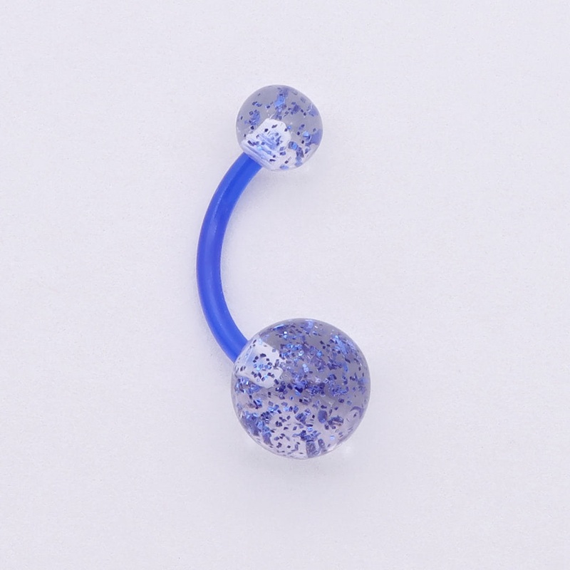 Glitters Acrylic Balls Belly Button Ring – Blue
