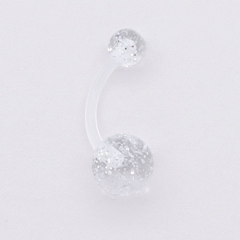 Glitters Acrylic Balls Belly Button Ring – Clear