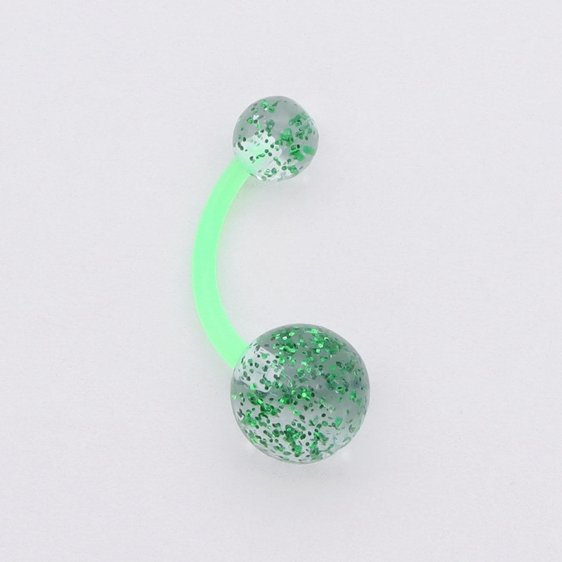 Glitters Acrylic Balls Belly Button Ring – Green