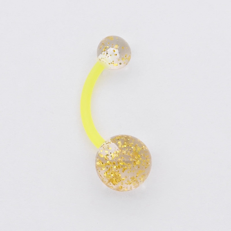 Glitters Acrylic Balls Belly Button Ring – Yellow