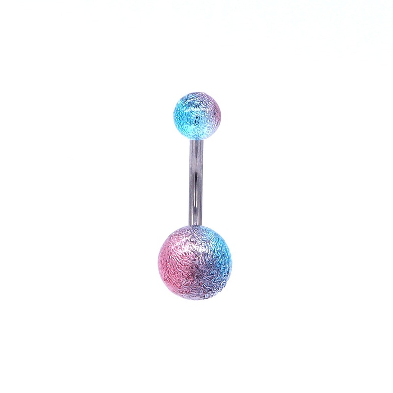 Multi Colour Acrylic Balls Belly Button Navel Ring – Aqua/Pink