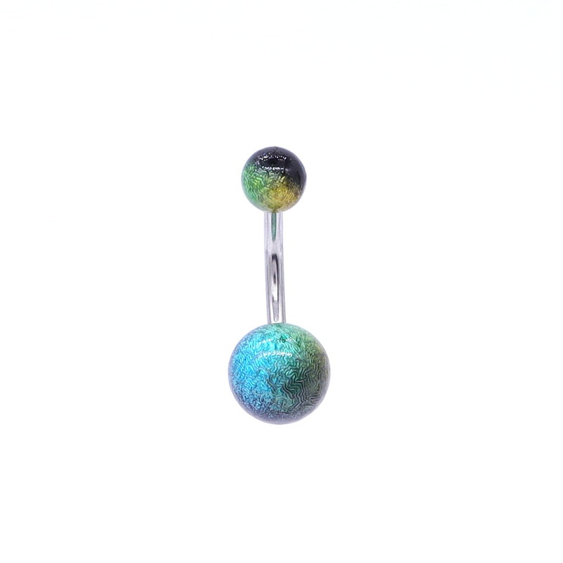Multi Colour Acrylic Balls Belly Button Navel Ring – Black/Aqua
