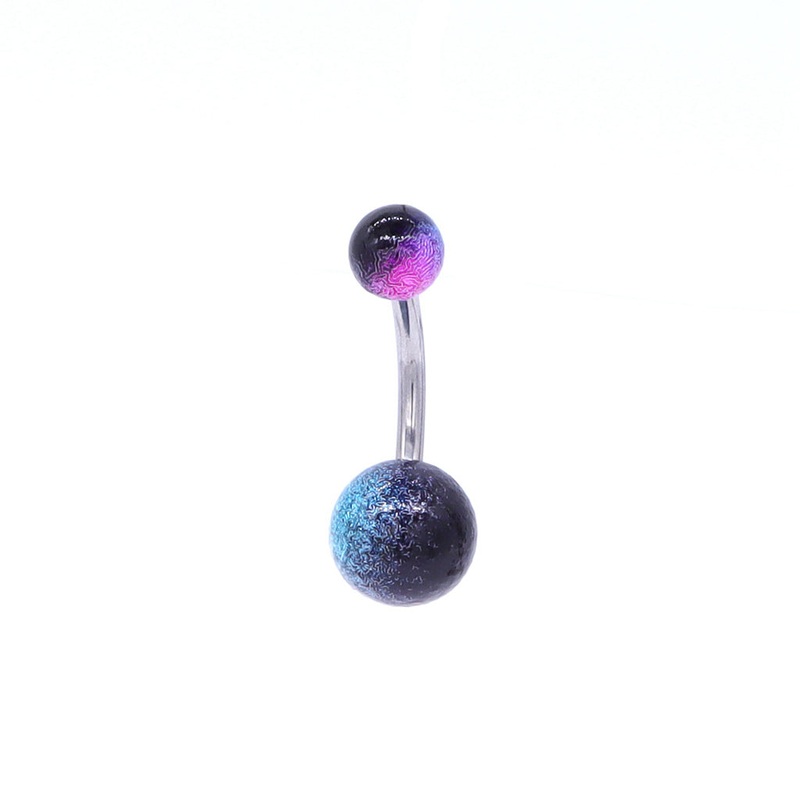 Multi Colour Acrylic Balls Belly Button Navel Ring – Black/Hot Pink