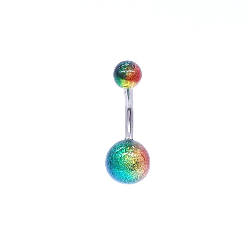 Multi Colour Acrylic Balls Belly Button Navel Ring – Blue/Green