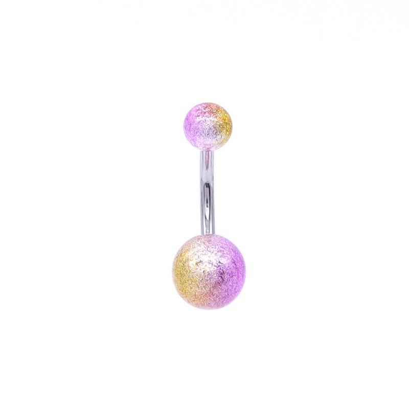 Multi Colour Acrylic Balls Belly Button Navel Ring – Gold/Purple