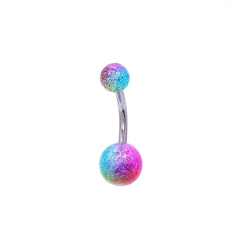 Multi Colour Acrylic Balls Belly Button Navel Ring – Green/Hot Pink