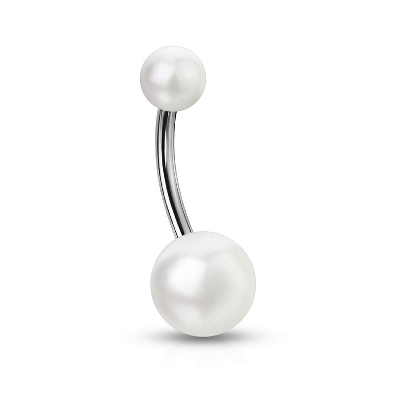 Pearl Belly Button Navel Ring 8mm