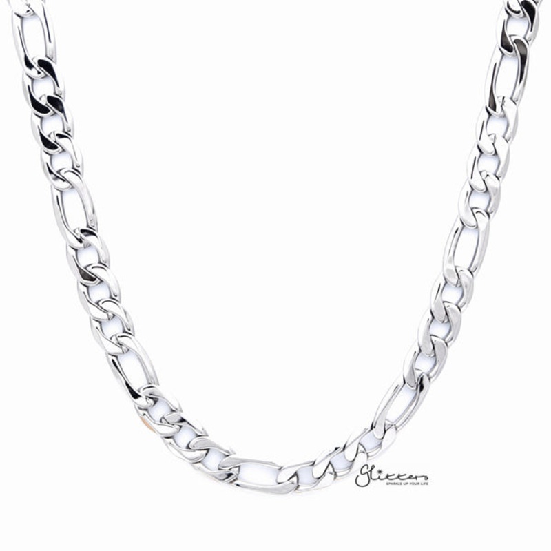 Stainless Steel Figaro Chain Men’s Necklace – 8.5mm width | 61cm length