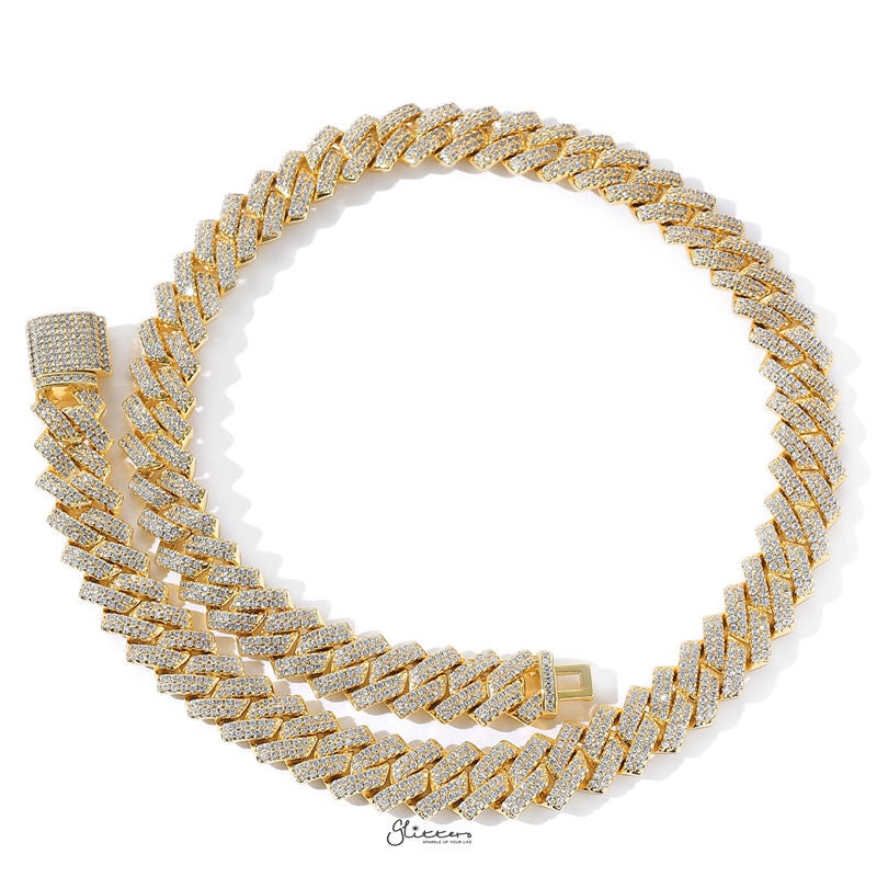14mm Iced Out CZ Paved Miami Cuban Chain – Gold