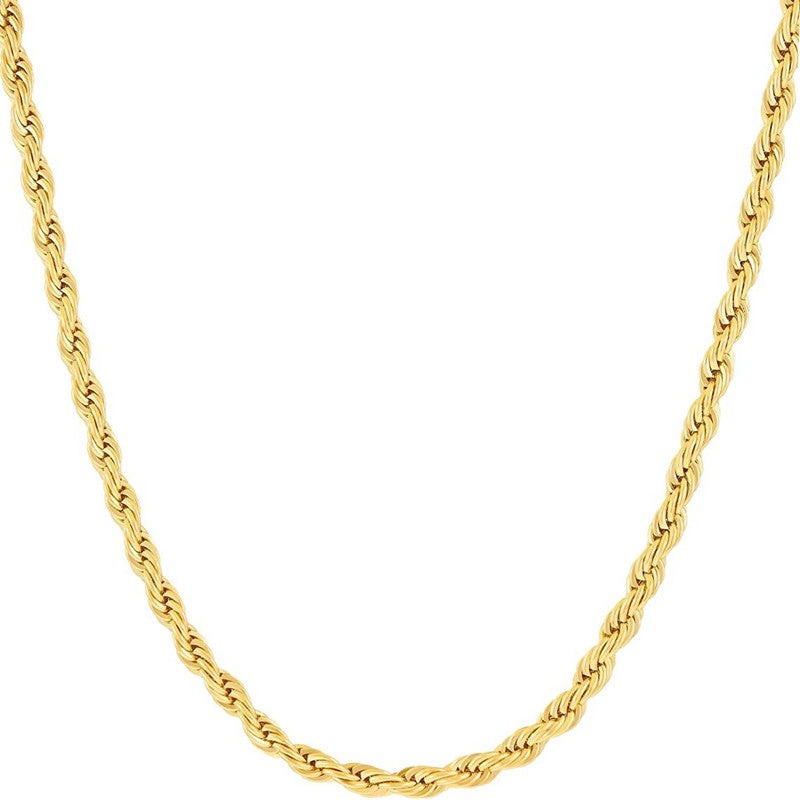 3mm Stainless Steel Twisted Rope Chain – Gold