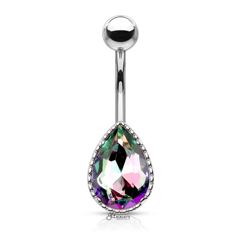 AB Effect Tear Drop Stone Belly Button Navel Ring – Multi