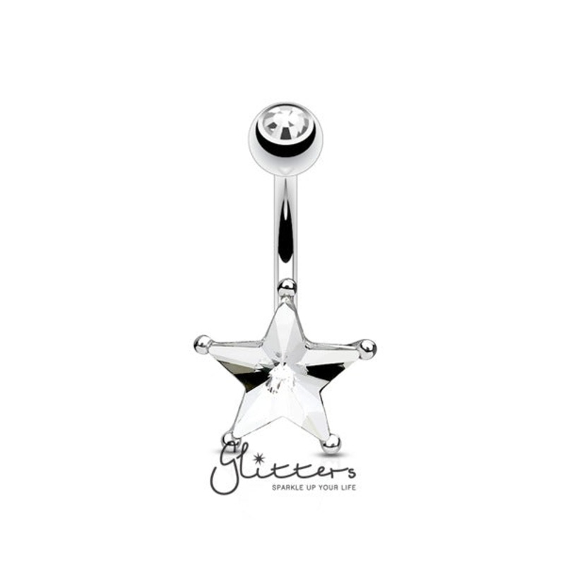Clear Crystal Star Set Belly Button Navel Rings