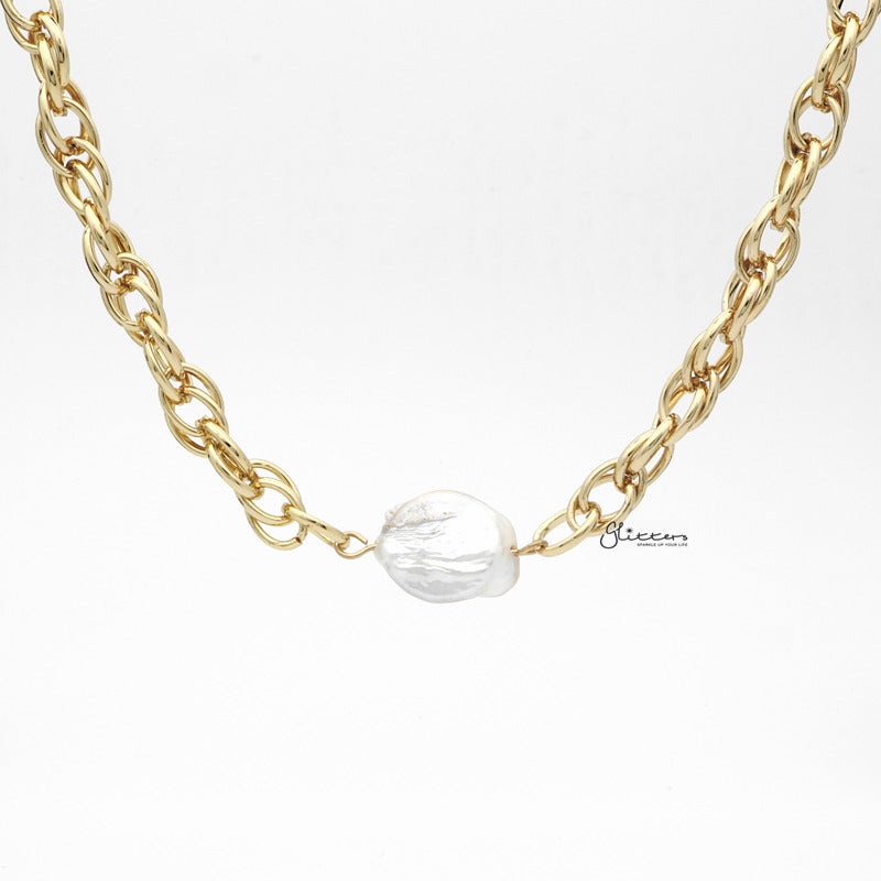 Freshwater Pearl with Stainless Steel Chain Necklace