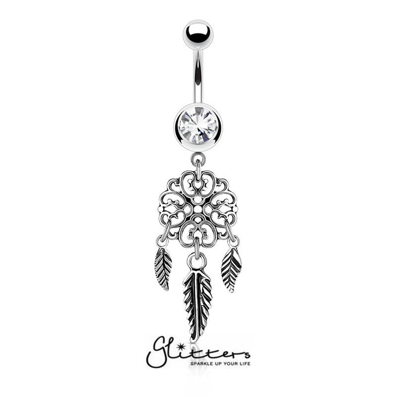 Heart Filigree Dream Catcher Dangle Belly Button Navel Rings