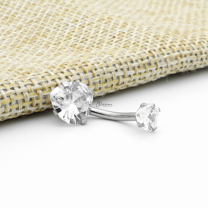 Heart Shape C.Z Belly Button Ring – Clear