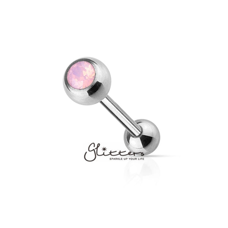 Opalite Pink Gem Top with Surgical Steel Tongue Barbell