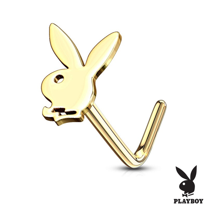 Playboy Bunny Top L Bend Nose Stud – Gold