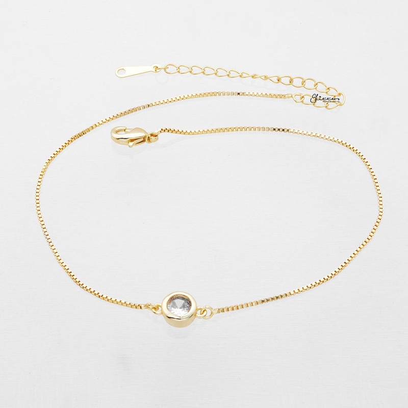 5mm Round C.Z Anklet – Gold