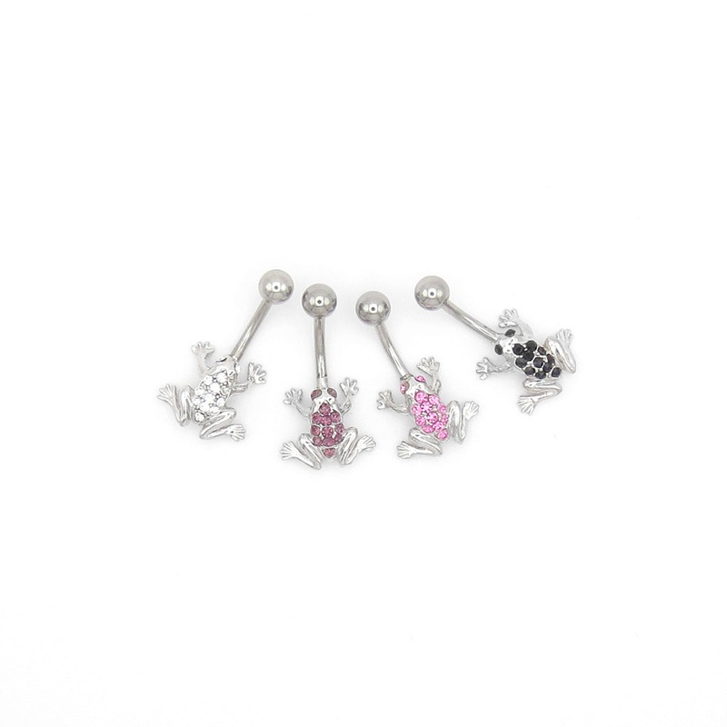 Crystal Frog Belly Button Rings Purple