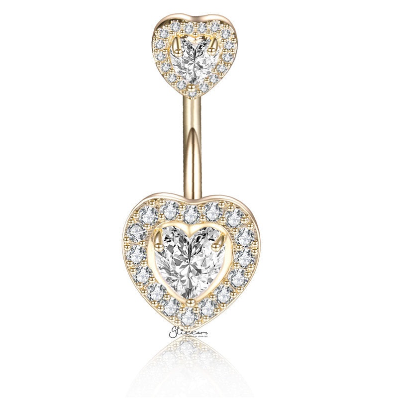 Heart CZ Belly Button Navel Ring – Gold