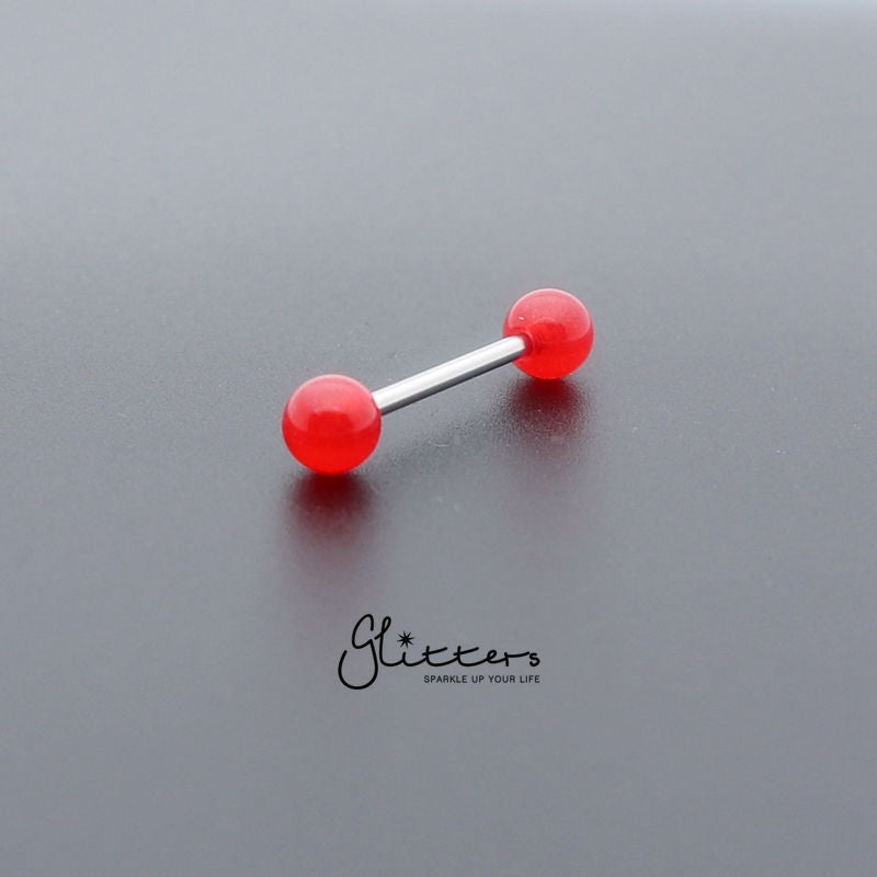 Red Solid Acrylic Ball with Surgical Steel Tongue Barbell