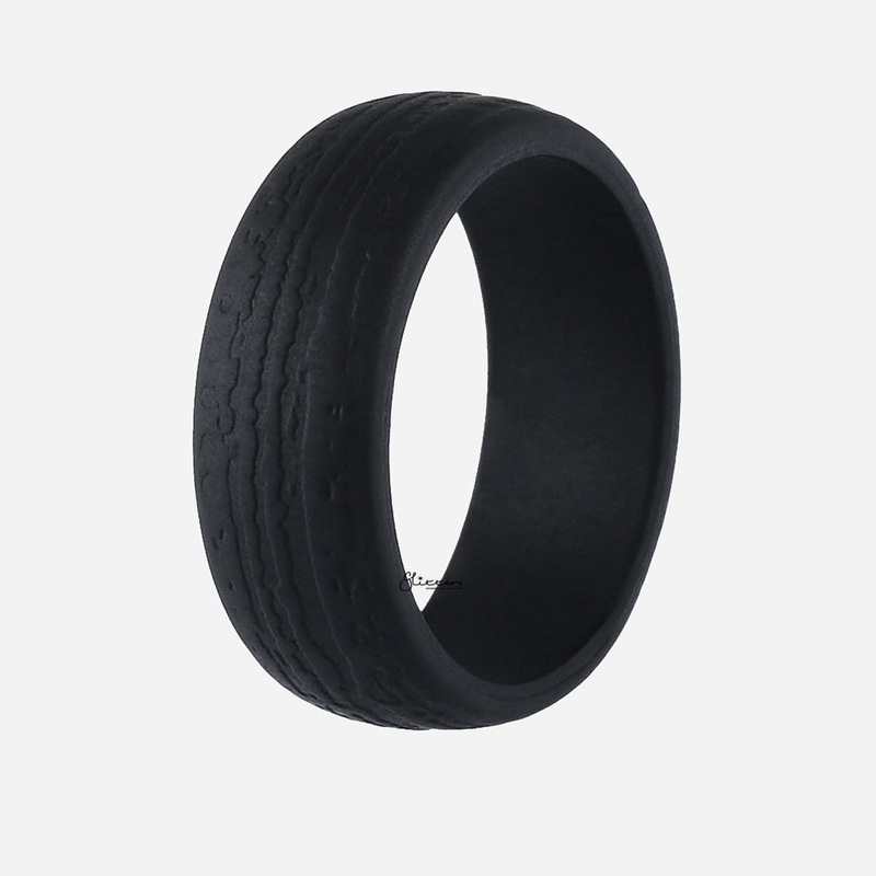 Silicone Tree Bark Texture Ring – Black #7