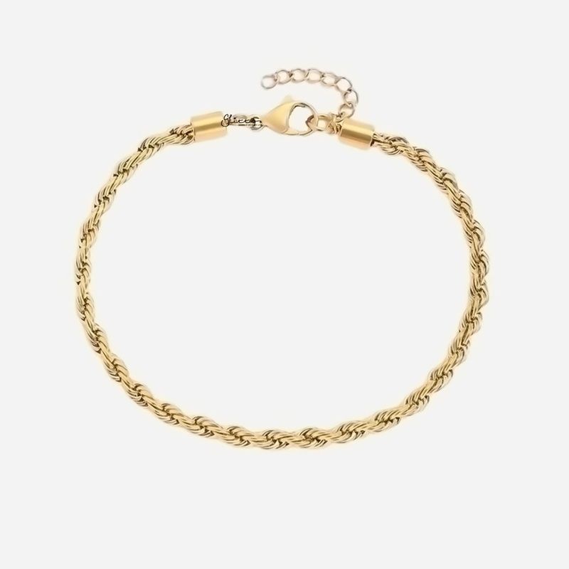 Stainless Steel 4mm Twisted Rope Chain Anklet – Gold