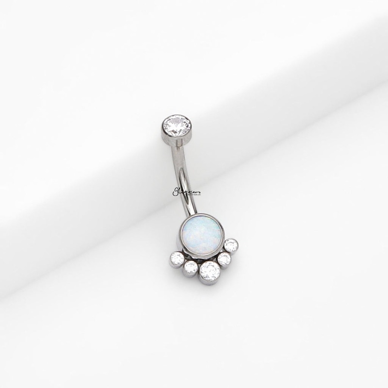 Titanium Internally Threaded Opal Belly Button Ring