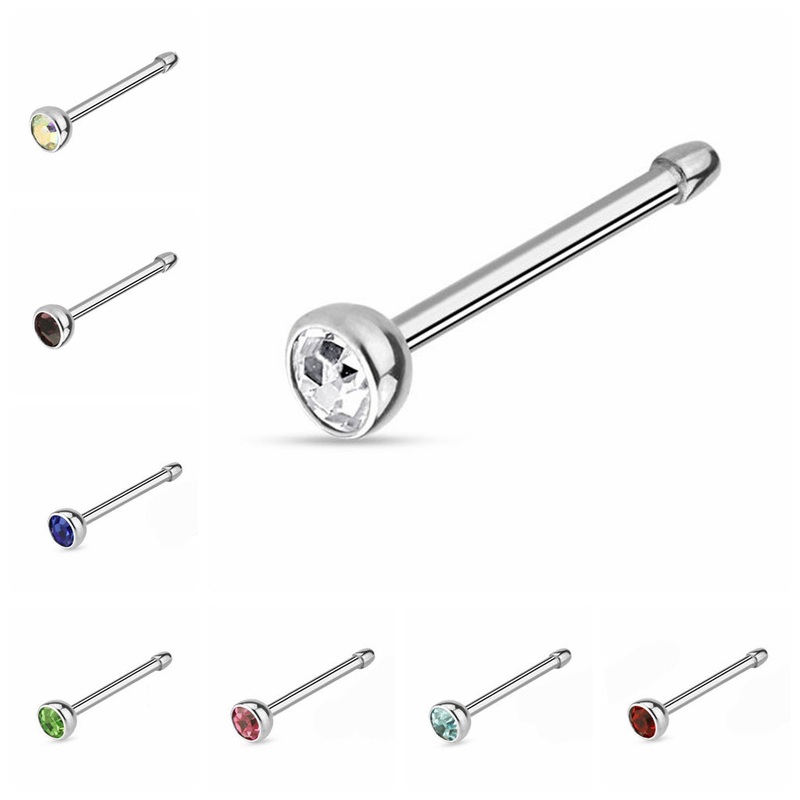 20GA 316L Surgical Steel Press Fit Nose Bone with C.Z Clear