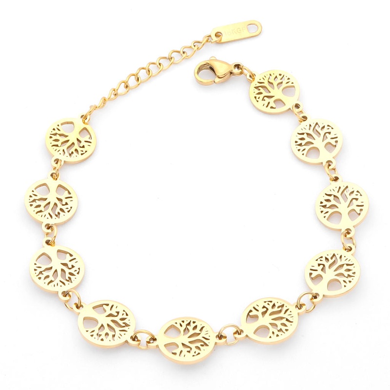 Stainless Steel Tree of Life Women’s Bracelet – Gold