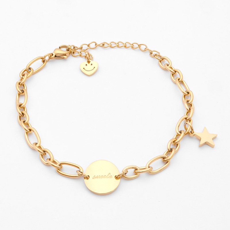 Stainless Steel Women’s Bracelet with Charms – Gold