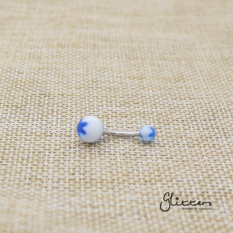 14 Gauge Acrylic Flower Balls Belly Button Ring – Blue