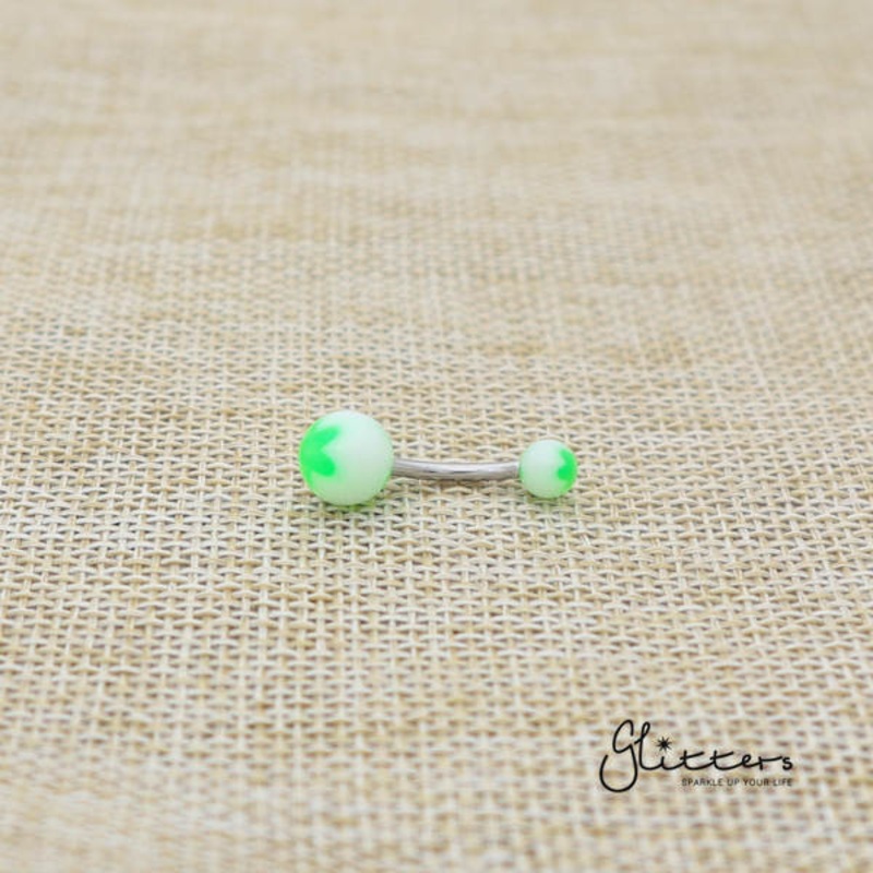 14 Gauge Acrylic Flower Balls Belly Button Ring – Green