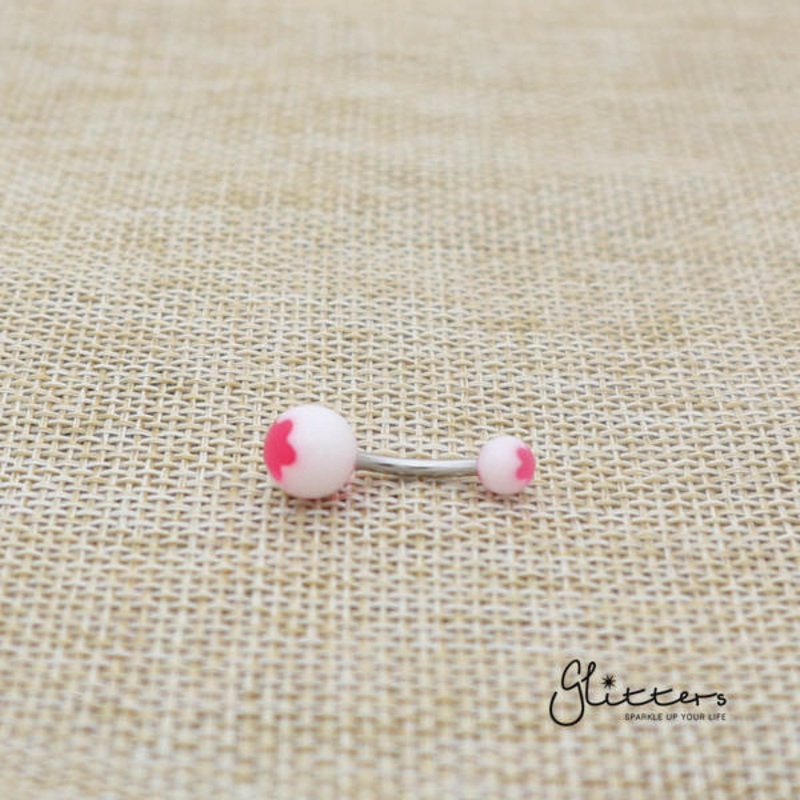 14 Gauge Acrylic Flower Balls Belly Button Ring – Hot Pink