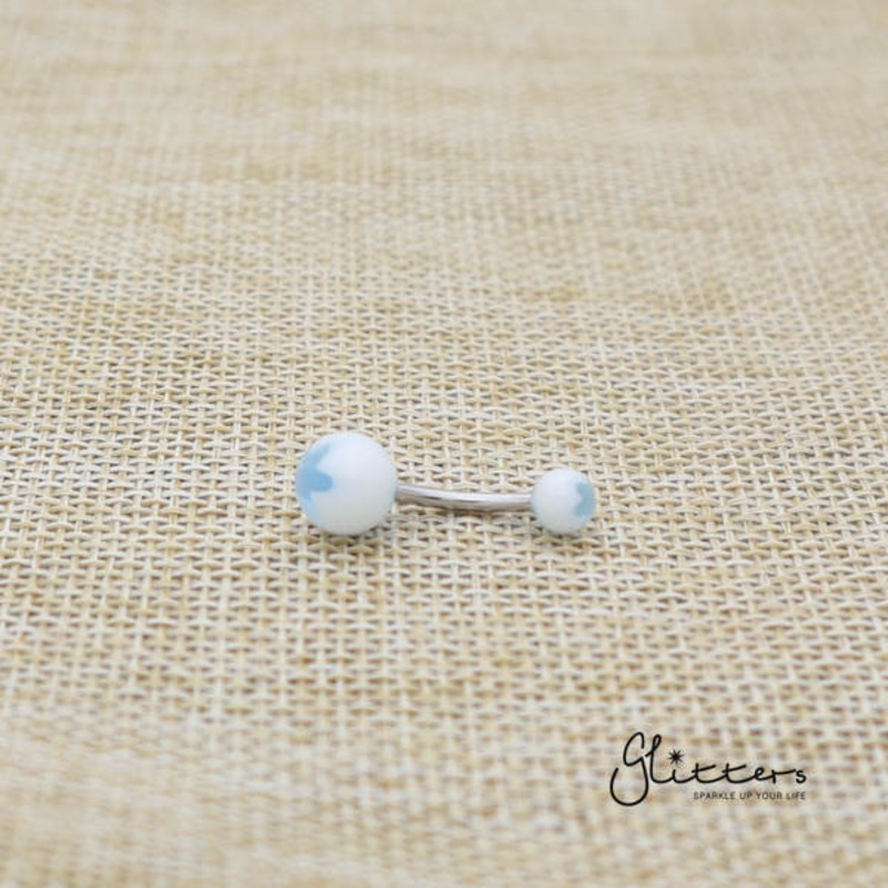 14 Gauge Acrylic Flower Balls Belly Button Ring – Light Blue